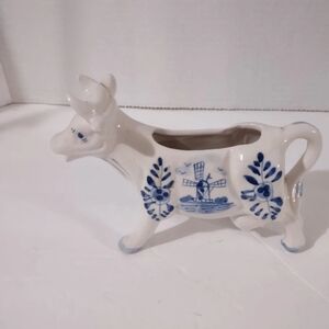 Enesco Blue and White Ceramic Cow Pitcher